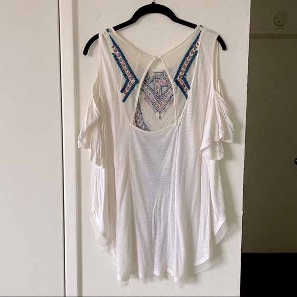 Free People | Cold Shoulder Embroidered Mesh Top - Picture 4 of 4
